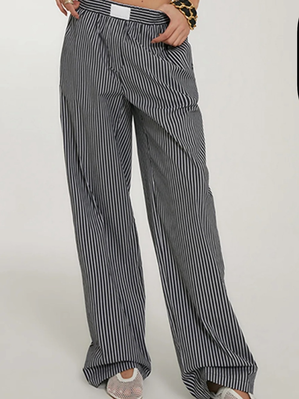 Commense Casual Striped Wide Leg Pants